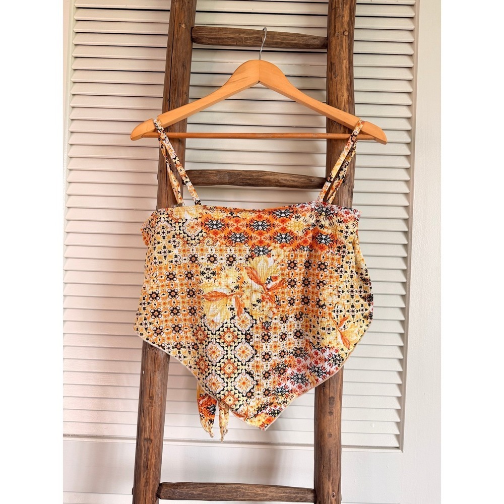 Rose and Grey Handkerchief Camisole Womens Large Orange‎  Boho Tile